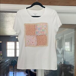 White Patchwork Graphic Tee